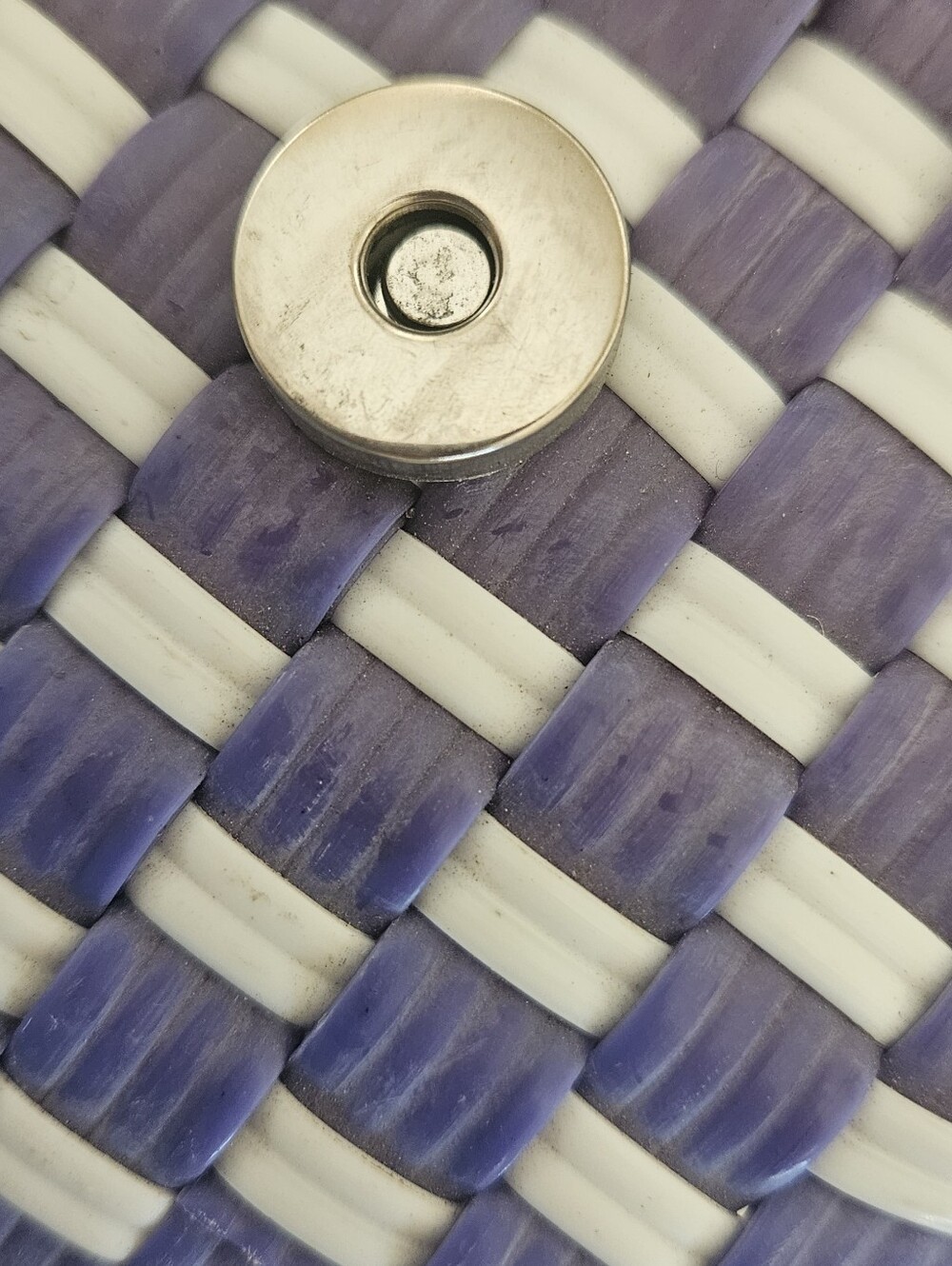 Woven Checker Tote Bag in Blue, Gray & Black - Picture 12 of 16